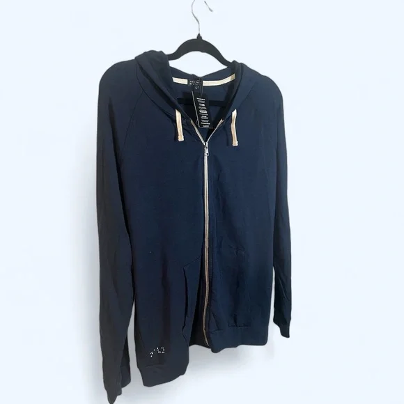 A Navy blue zippered hoodie by Two Blind Brothers in size large - Picture 2 of 10
